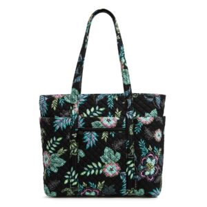 vera bradley women's cotton vera tote bag, island garden - recycled cotton, one size