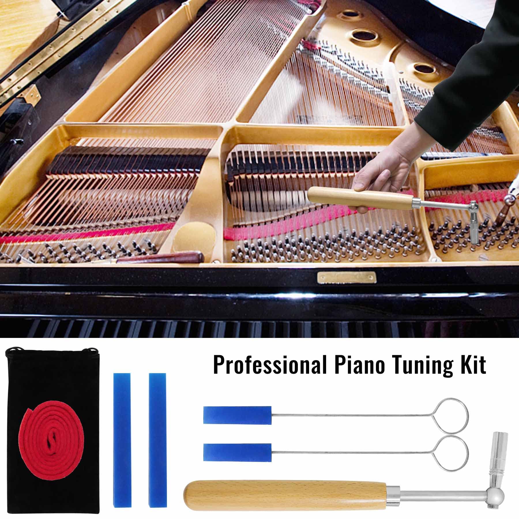 6 Pcs Piano Tuning Kit, Professional Piano Tuner Tools with Piano Tuner Hammer Mute and Piano Tuning Lever for Beginner and Professional Tuner