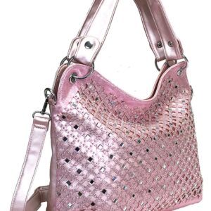 Zzfab Mirror Double Handles Bling Purse Light Pink