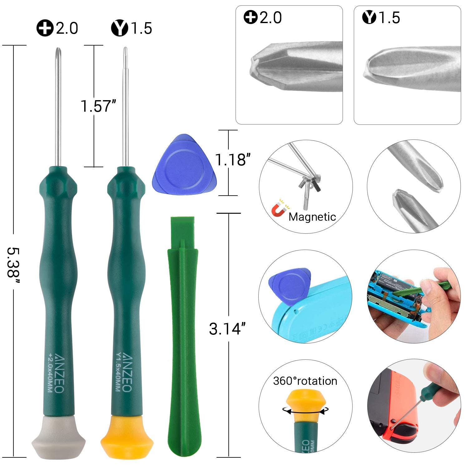 Joycon Joystick Replacement, Switch Joysticks Left/Right Analog Thumb Sticks for Nintendo Switch Joycon/Switch Lite/Switch OLED, Joycon Repair Kit with Thumbstick Caps & Drift Fix Tools