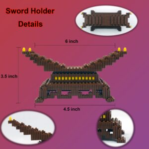 Demon Slayer Sword Building Kit, 19in Cosplay Anime Tanjiro Samurai Swords Building Blocks with Sword Stand, Demon Slayer Katana Swords Model Building Toy Gift for Kids, Adults