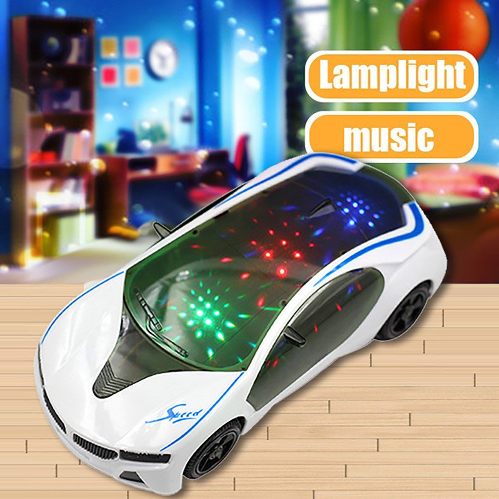 OLOPE Electric Car Truck Kids Toy - with Bright Flashing 3D Lights & Real Music and Sounds, Automatic Steering on Contact,Electric Car Toy for Imaginative Play, Great Xmas Birthday Gift for Kids