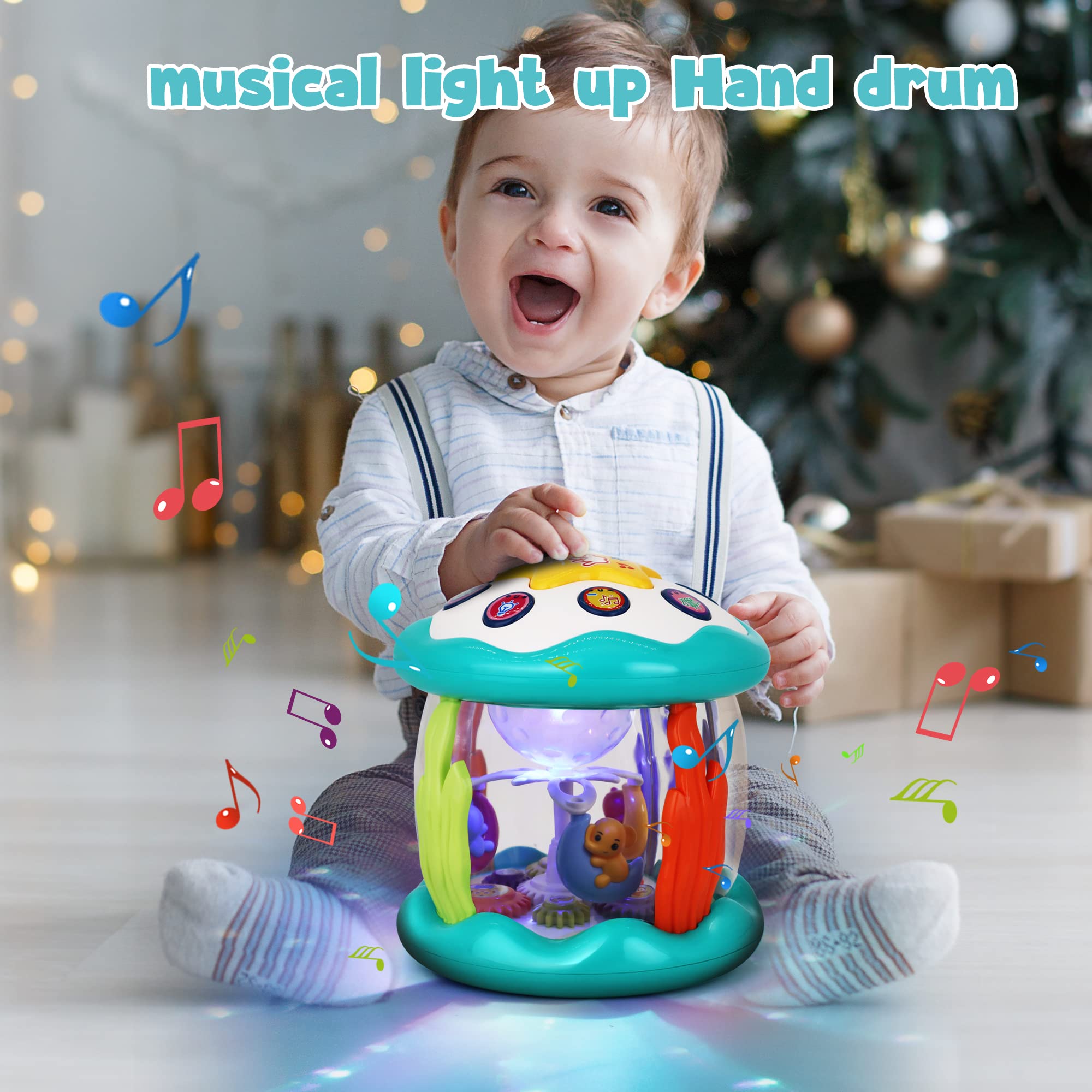 KGINAB Light Up Toys for Babies 6-12 Months, Musical Rotating Projector, Infant Early Education Developmental Learning Crawling for Baby Boy Girl 0-6 3-6 12-18 Months