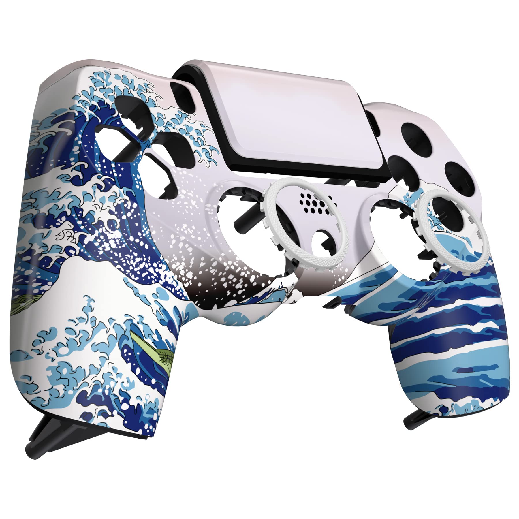 eXtremeRate The Great Wave Ghost Replacement Faceplate Touchpad Cover, Redesigned Housing Shell Case Touch Pad Compatible with PS4 Slim Pro Controller JDM-040/050/055 - Controller NOT Included