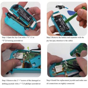 Joycon Joystick Replacement, Switch Joysticks Left/Right Analog Thumb Sticks for Nintendo Switch Joycon/Switch Lite/Switch OLED, Joycon Repair Kit with Thumbstick Caps & Drift Fix Tools