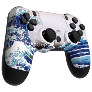 eXtremeRate The Great Wave Ghost Replacement Faceplate Touchpad Cover, Redesigned Housing Shell Case Touch Pad Compatible with PS4 Slim Pro Controller JDM-040/050/055 - Controller NOT Included