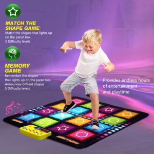 PlayRoute Shape & Twist Dance Mat | 3 Fun Educational Shape Games Mat for Kids Ages 4-8 | Electronic Gift Toy for Girls & Boys Ages 4 5 6 7 8 Years Old | Brain & Memory STEM Toy for Kids