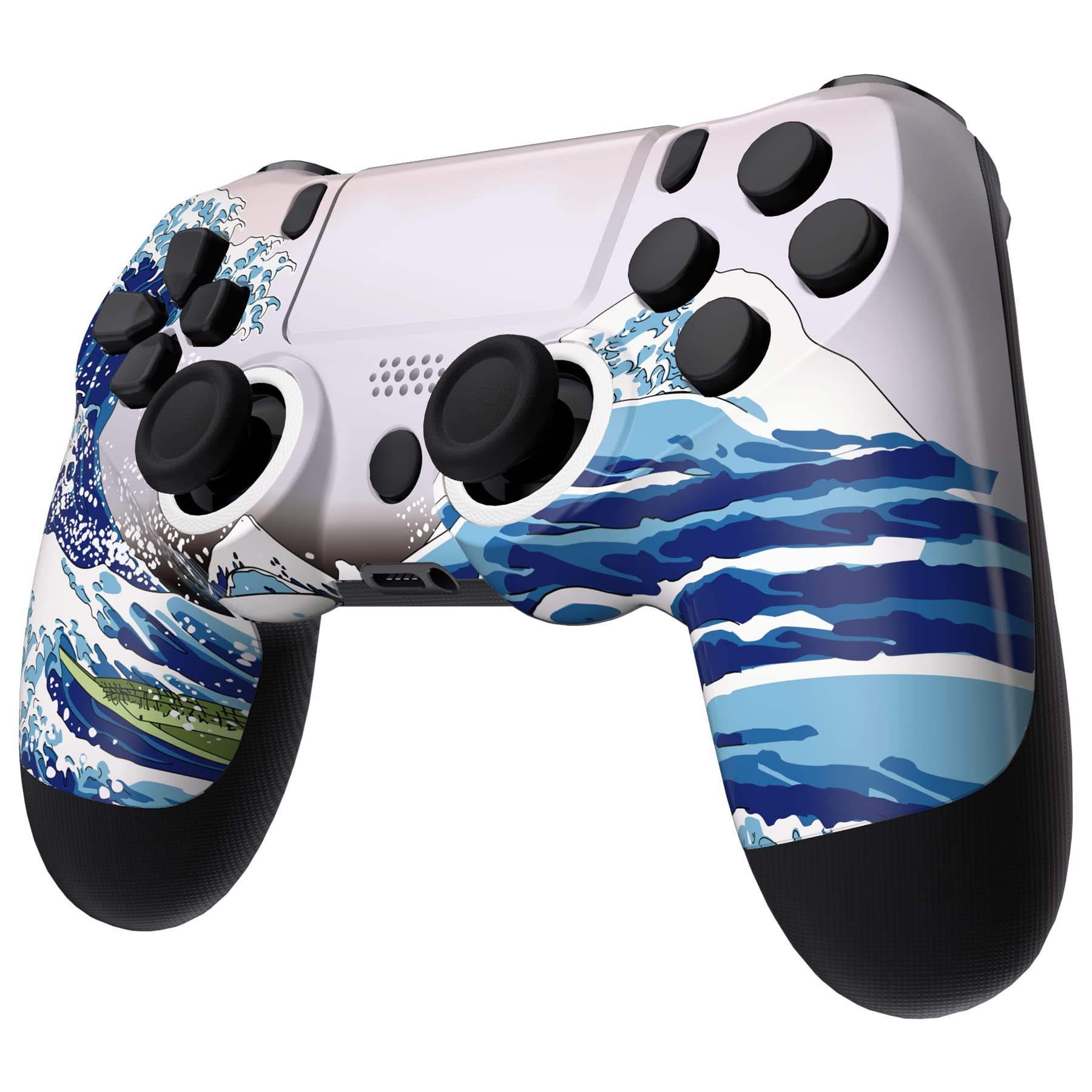 eXtremeRate The Great Wave Ghost Replacement Faceplate Touchpad Cover, Redesigned Housing Shell Case Touch Pad Compatible with PS4 Slim Pro Controller JDM-040/050/055 - Controller NOT Included