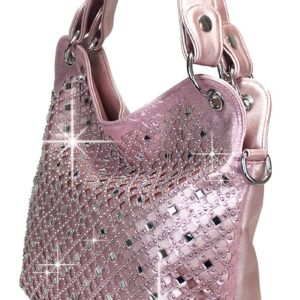 Zzfab Mirror Double Handles Bling Purse Light Pink