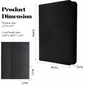 Premium Zip Card Binder, Fabmaker 9 Pocket Trading Card Binder, PU Cover Zipper Card Collection Album, Sturdy 360 Side-Loading Card Folder Holder for MTG, TCG, Game Cards, Sports Cards, Black