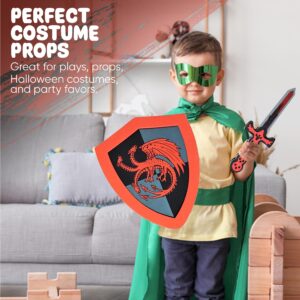 SENSORY4U Foam Sword and Shield Set Toy for Kids Imaginative Play - Pretend Toy Weapons for Role Play - Knight and Dragon Light Versus Dark