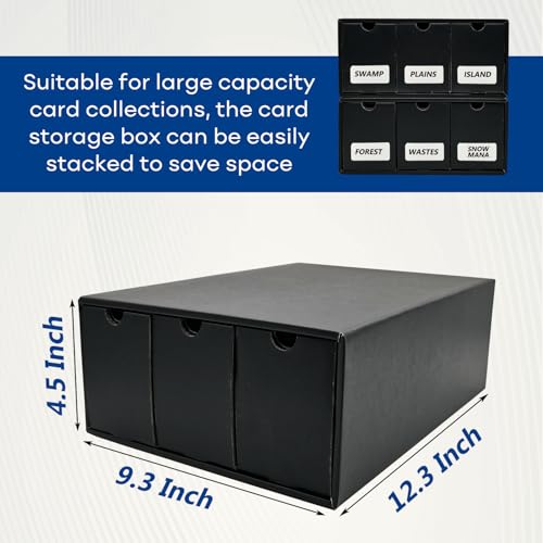 Fageverld Trading Cardboard Card Storage Box - with 12 600-Count & 50 Card Dividers, Collectors Card Organizer Box for MTG Baseball Card Collection