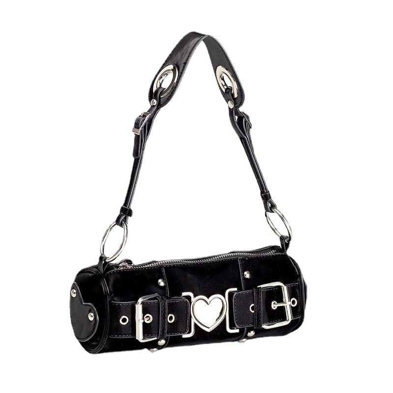 GESALOP Y2K Purse Love Vintage Shoulder Bag Women's Handbag Aesthetic Small Purse Gothic Purse Grunge Accessories (Black)