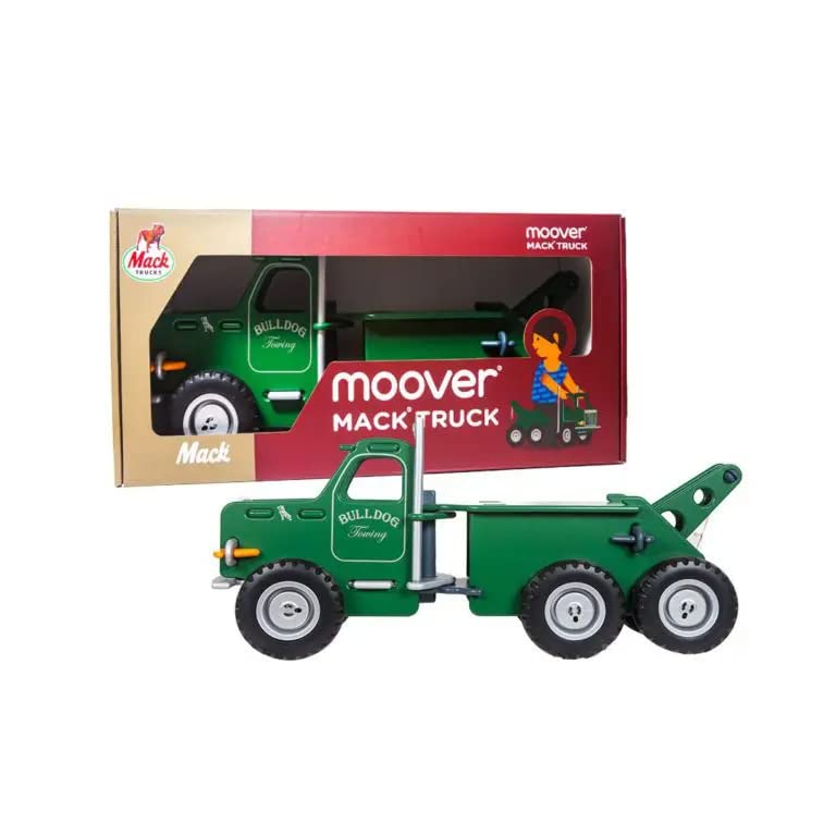 Moover Toys – Push Ride-On Wood Mac Truck- Six Rubberized Wheels - Push Balance Bike/Truck/Walker - Early Walk Development and Muscle Strength Enhancement for Children 18M+ Red