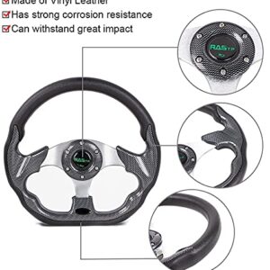 RASTP D Shape Racing Steering Wheel with Sim Racing Gaming Steering Wheel Adapter Fit for Thrustmaster T500 / T300 / TS-PC,TS-XW (Black-Black)