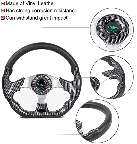 RASTP D Shape Racing Steering Wheel with Sim Racing Gaming Steering Wheel Adapter Fit for Thrustmaster T500 / T300 / TS-PC,TS-XW (Black-Black)