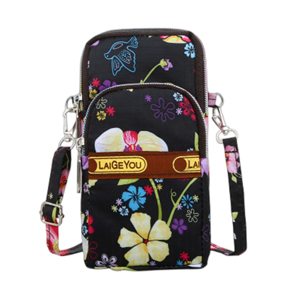 Womens Universal Crossbody Wallet Phone Bag Waterproof Nylon Zipper Cartoon Outdoor Sports Arm Bag Mini Shoulder Bag