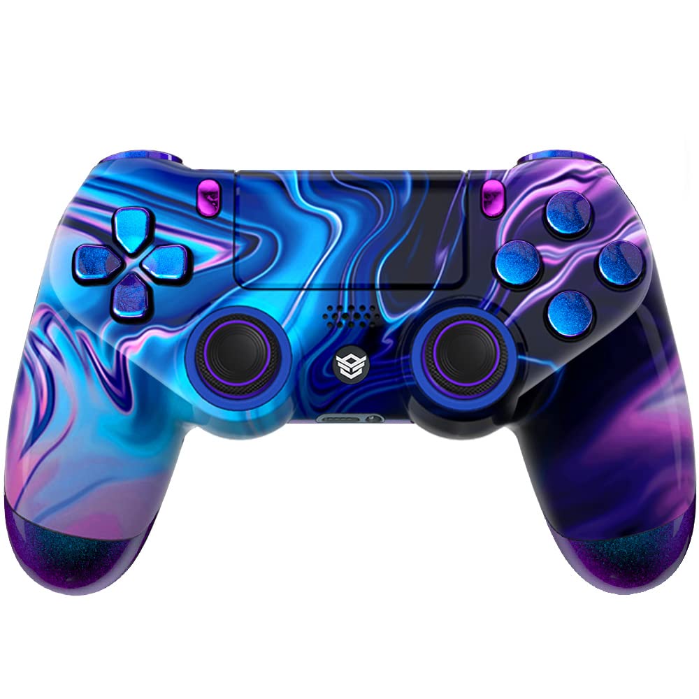 HEXGAMING NEW EDGE Wireless Controller Compatible with ps4-4 Back Buttons, Hair Triggers, Interchangeable Thumbsticks - Chaos Illusion