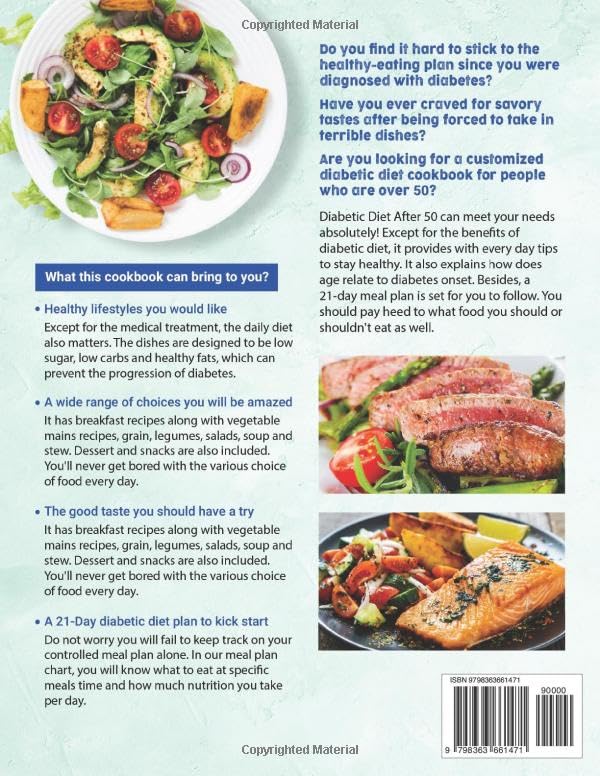 The Complete Diabetic Diet After 50: Low-Sugar and Low-Carbs Recipes with 21-Day Meal Plan for People Over 50 to Live a Healthy Lifestyle