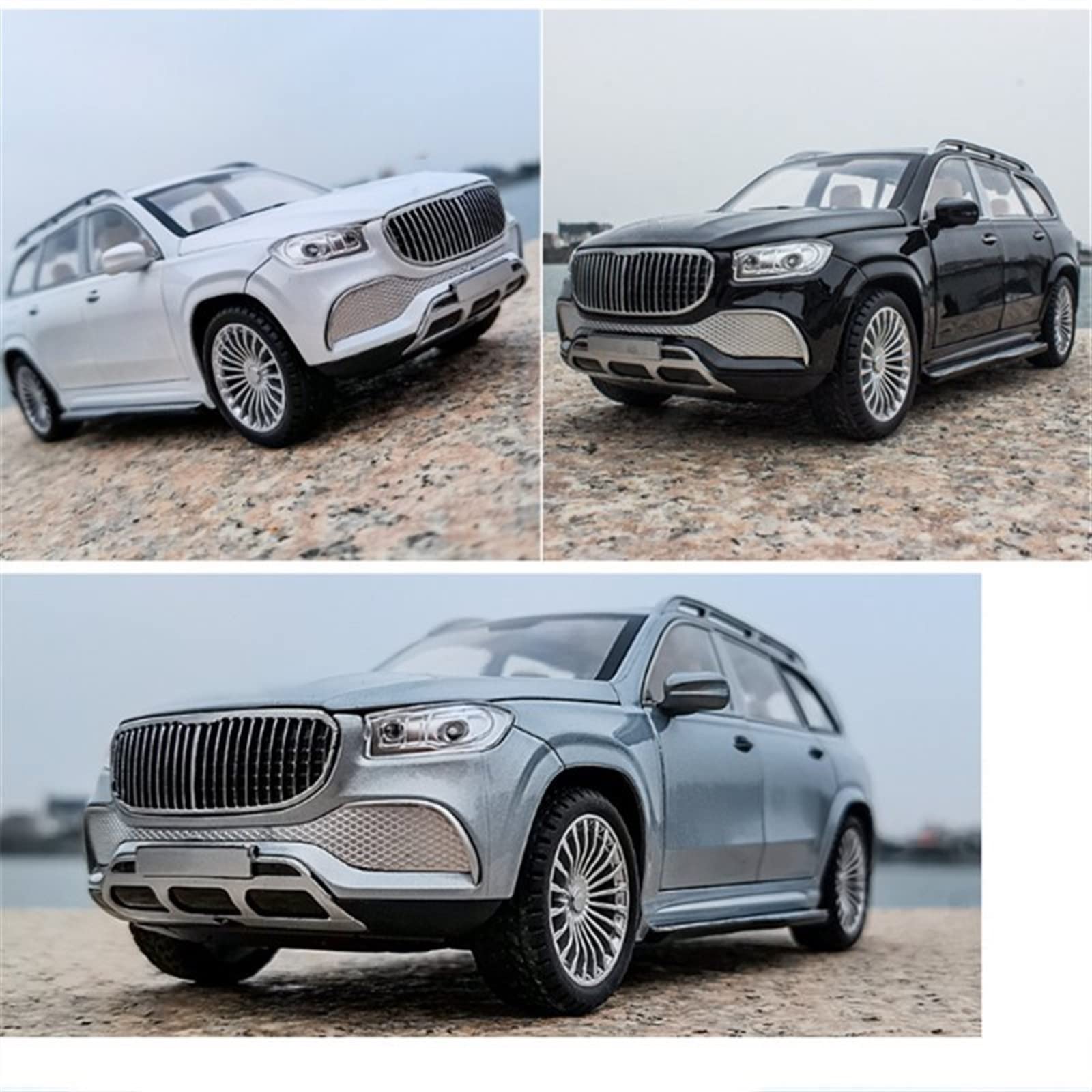 Car Diecast Model 1:24 for Maybach for GLS-Class for GLS600 Alloy Car Model Diecast Metal Toy Vehicles Car Model Simulation Sound and Light Kids Toy Gift (Color : Black)