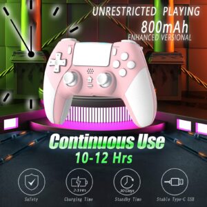 TERIOS Wireless Controller for PS4/Pro/Slim, Control for PS4 Built-in Speakers-6 Axis Motion Sensor-Programming-Auto Turbo Function (Pink White)