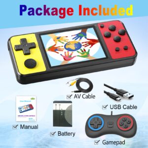 Great Boy Handheld Game Console for Kids Aldults Preloaded 270 Classic Retro Games with 3.0'' Color Display and Gamepad Rechargeable Arcade Gaming Player (Black Yellow)