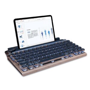 razeak typewriter keyboard, retro typewriter keyboard wireless key legends backlit bluetooth 5.0 connection hotswap mechanical keyboard for ipad/tablet/mac/pc woodgrain