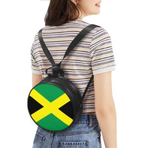 Veniyate Jamaica Flag Pattern Shoulder Handbags Round Crossbody Bag for Women Lightweight Zipper Closure & Removable Shoulder Straps Cross Body Purse