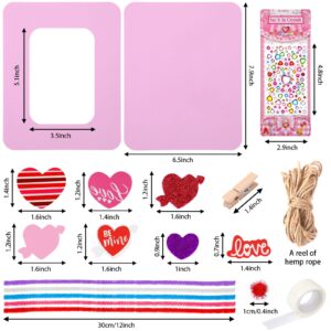 SANNIX 12 Sets Valentine's Day Photo Foam Frame Craft Kits for Kids Hearts Foam Self-Adhesive Stickers Picture Frame Decorations Art Sets Valentine's Mother's Day Classroom Activities Gift Exchange