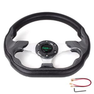 RASTP D Shape Racing Steering Wheel with Sim Racing Gaming Steering Wheel Adapter Fit for Thrustmaster T500 / T300 / TS-PC,TS-XW (Black-Black)