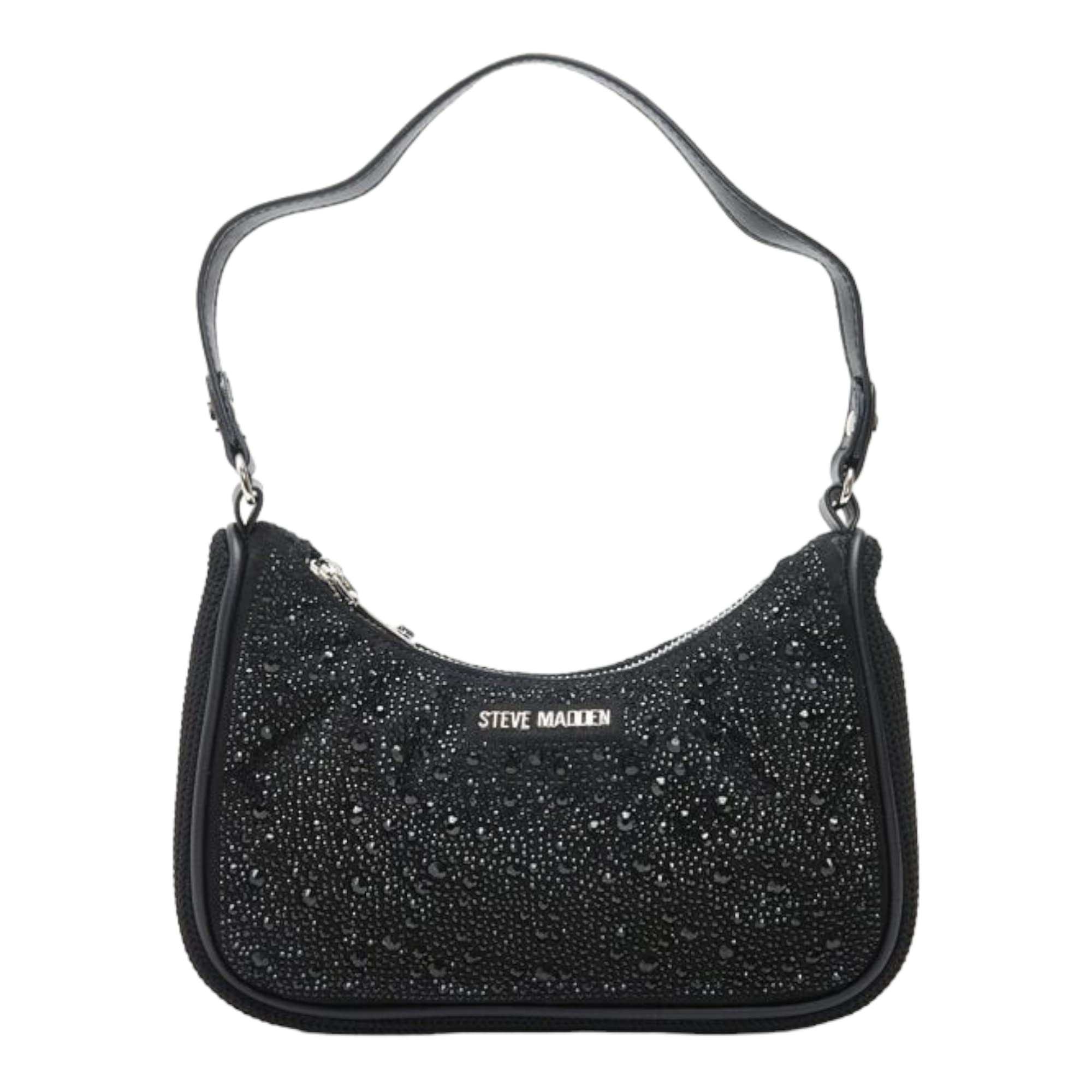 Steve Madden BPAULI Rhinestone Shoulder Bag (BLK/BLK)