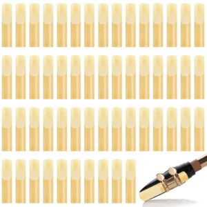 50 pcs alto saxophone reeds sax reeds size 2.5, strength 2 1/2 clarinet bamboo reeds with protective cover for soprano alto woodwind musical instrument accessories beginners educators students