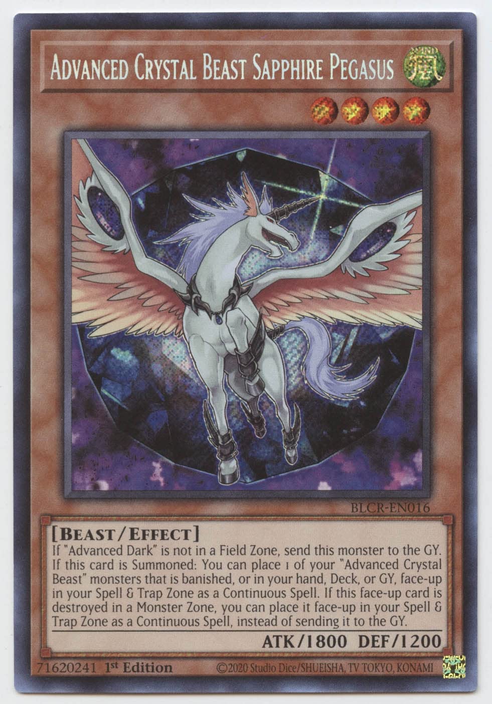 Advanced Crystal Beast Sapphire Pegasus - BLCR-EN016 - Secret Rare - 1st Edition