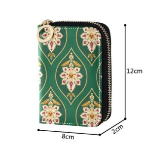 linqin Various Whimsical Flowers Teens' Small Secure Leather Zipper Pocket Wallet with RFID Blocking for Business