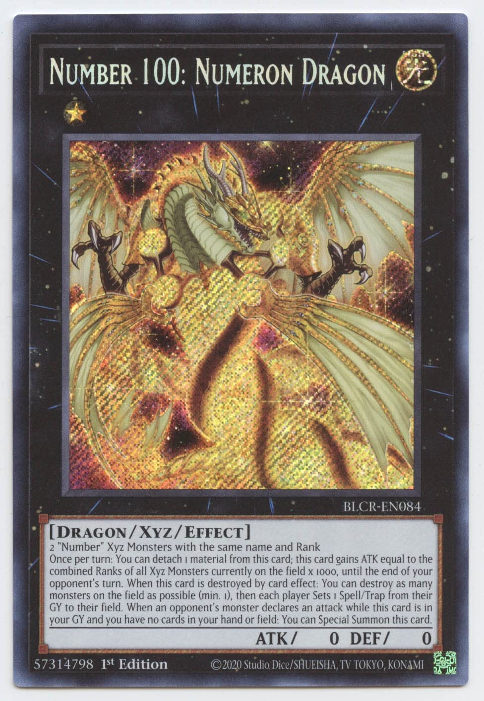 Number 100: Numeron Dragon - BLCR-EN084 - Secret Rare - 1st Edition