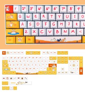 corgi dog keycaps for cherry mx switches cute pets mechanical gaming keyboard, pbt key caps set（english version）