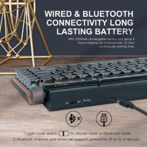 RAZEAK Typewriter Keyboard, Retro Typewriter Keyboard Wireless Key Legends Backlit Bluetooth 5.0 Connection Hotswap Mechanical Keyboard for iPad/Tablet/Mac/PC Woodgrain