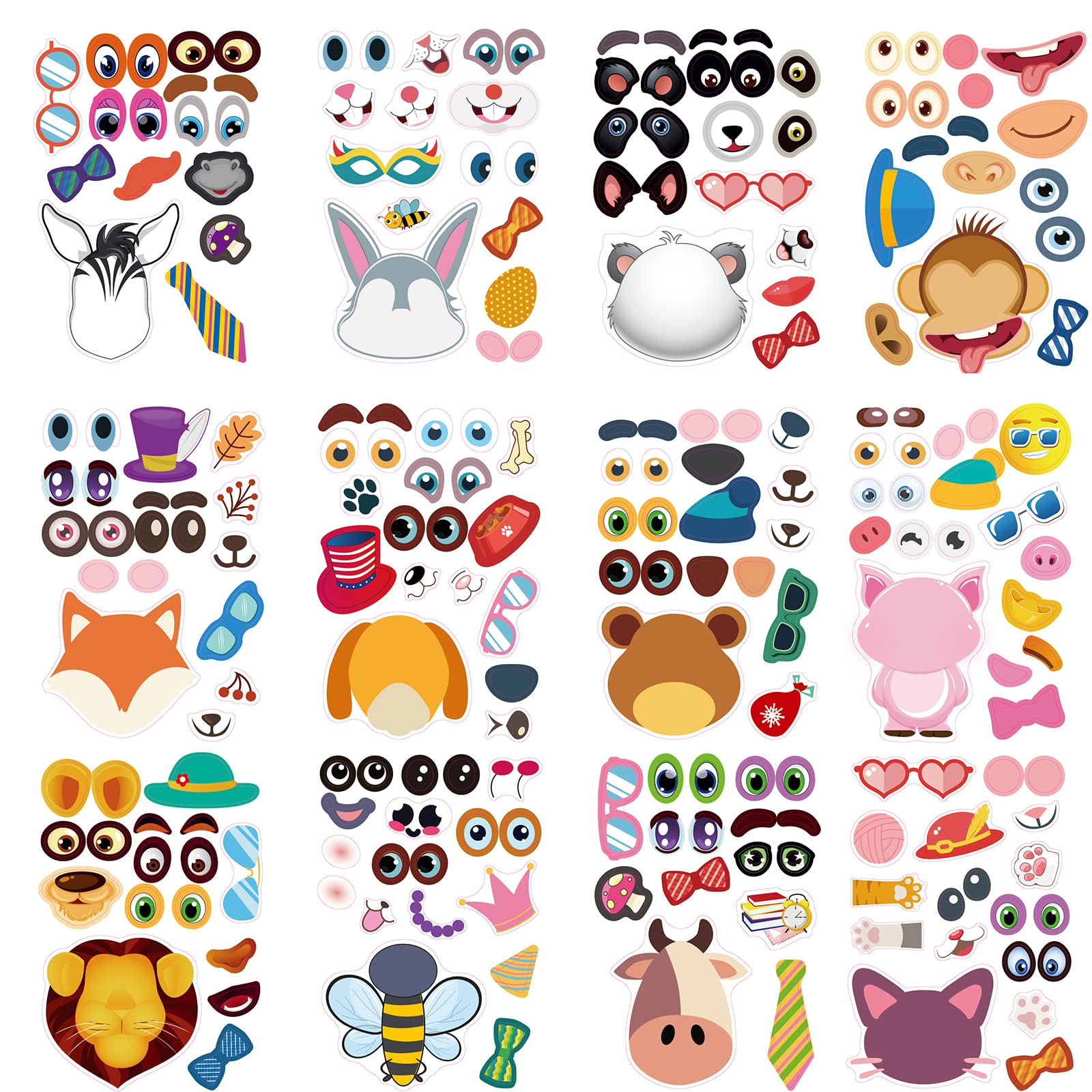 Make a Face Sticker for Kids 42 Sheets Make Your Own Animal Face Stickers 12 Animals and 6 Dinosaur Sticker Pads Set Gift of Festival Party Favor Supplies Art Craft Boys Girls School Reward