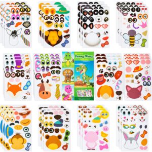 Make a Face Sticker for Kids 42 Sheets Make Your Own Animal Face Stickers 12 Animals and 6 Dinosaur Sticker Pads Set Gift of Festival Party Favor Supplies Art Craft Boys Girls School Reward