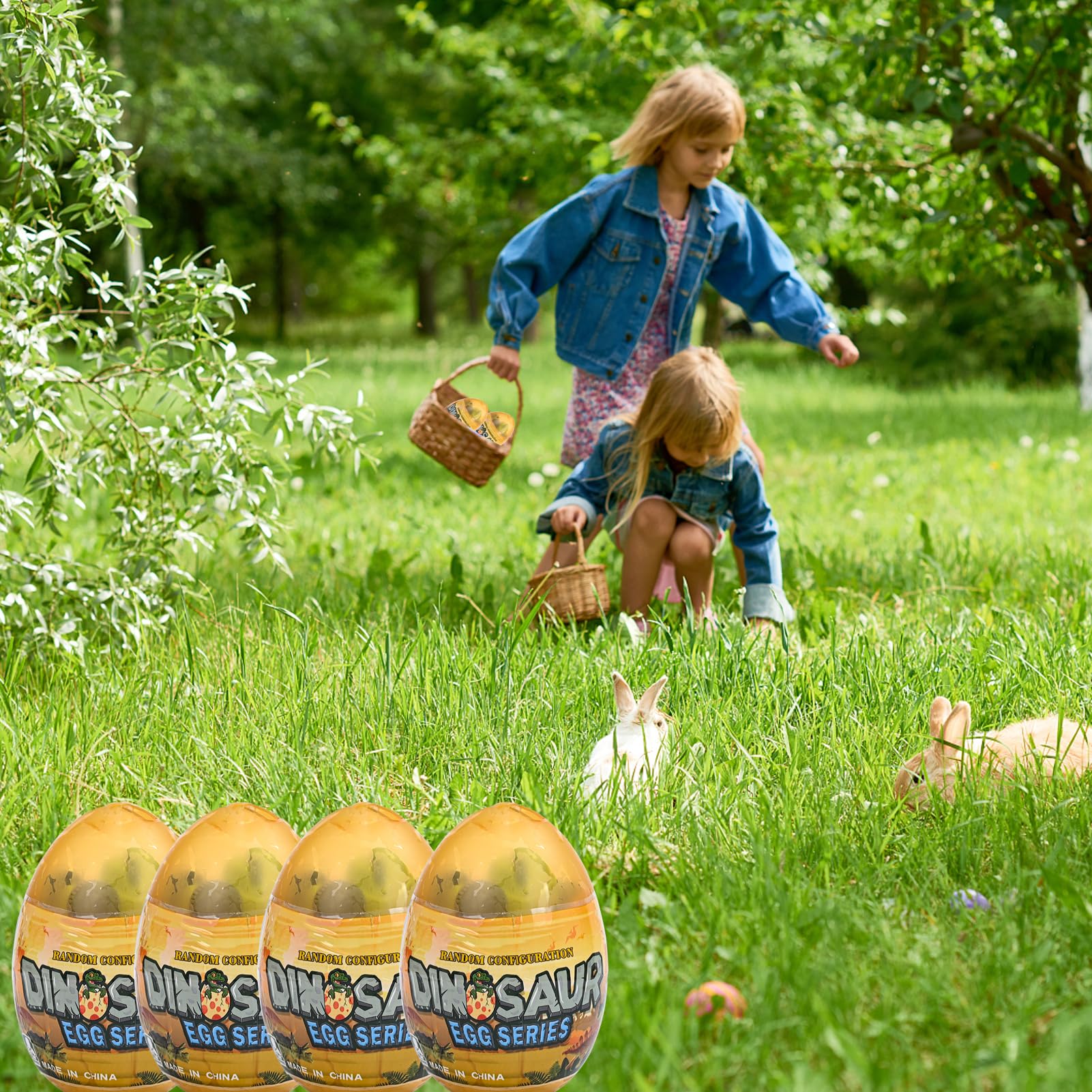 Kijamilee 4PCS Jumbo Easter Eggs with Dinosaur Pull Back Cars, Easter Eggs with Toys Inside, Large Plastic Filled Easter Eggs for Kids Easter Egg Hunt, Easter Basket Stuffers for Toddler Boys Girls