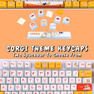 Corgi Dog Keycaps for Cherry MX Switches Cute Pets Mechanical Gaming Keyboard, PBT Key Caps Set（English Version）