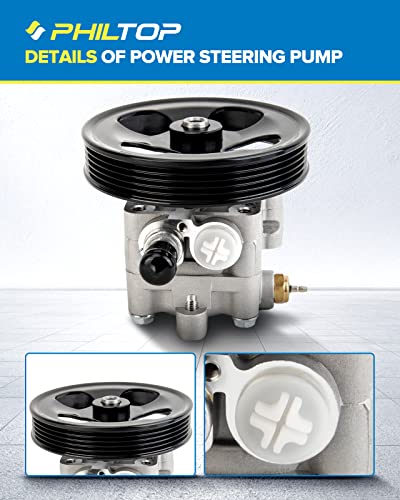 PHILTOP Power Steering Pump 21-167 OE Replacement For SX4 2007 2008 2009 2.0L L4 with Pulley, 4911080J00 Power Assist Pump, Automotive Replacement Power Steering Pumps