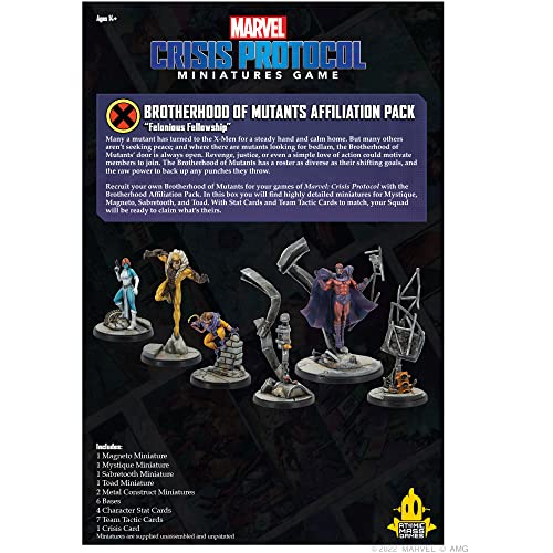 Marvel: Crisis Protocol Brotherhood of Mutants AFFILIATION PACK - Assemble The Mutant Revolution! Tabletop Superhero Game, Ages 14+, 2 Players, 90 Minute Playtime, Made by Atomic Mass Games