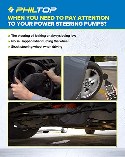 PHILTOP Power Steering Pump 21-167 OE Replacement For SX4 2007 2008 2009 2.0L L4 with Pulley, 4911080J00 Power Assist Pump, Automotive Replacement Power Steering Pumps