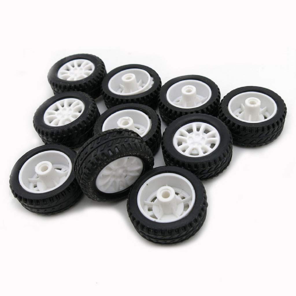 10pcs Toy Car Wheels 20mm Rubber Tire for 2mm Shaft DIY Model Accessories