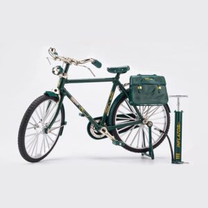 2023 DIY Bicycle Model Scale -【New Version】 Mini Retro Bicycle Finger Model Toy, 1:10 Simulation Alloy Retro Bike Model Collections Decoration, Creative Iron Art Tabletop Ornament Toys (Green)