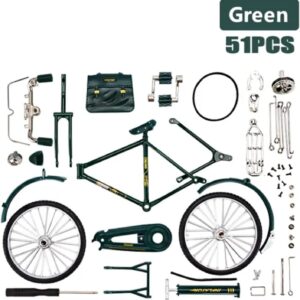 2023 DIY Bicycle Model Scale -【New Version】 Mini Retro Bicycle Finger Model Toy, 1:10 Simulation Alloy Retro Bike Model Collections Decoration, Creative Iron Art Tabletop Ornament Toys (Green)