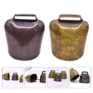 Sewroro 2pcs Grazing Copper Bells Cow Horse Sheep Bells Metal Animal Copper Loud Bronze Bell Pet Anti- Accessories Bell (6X6.3CM)