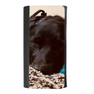 trofung (black labrador retriever-2 women's patterned leather buckle trifold wallet bag pouch holster with credit card holder insurance for smartphones