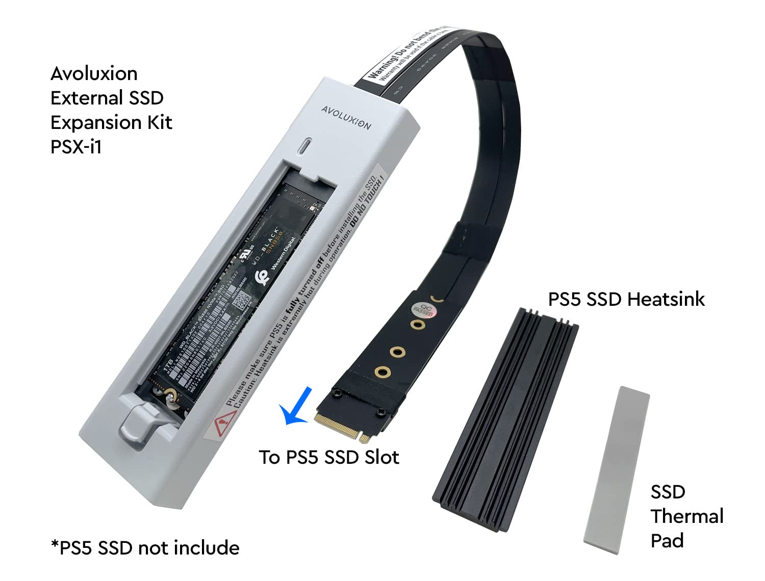 Avoluxion External SSD Expansion Upgrade Kit w/SSD Heatsink for PS5 Game Console (PSX-i1) - Turn Your PS5 Internal SSD Slot to External SSD Expansion Kit - 2 Years Warranty